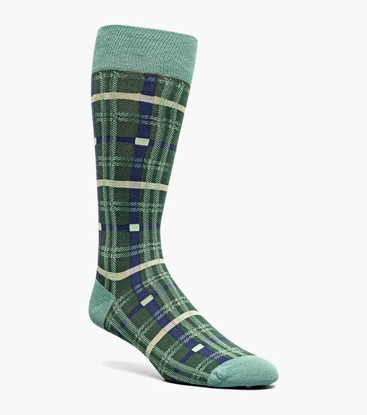 Stacy Adams Colorful Rectangles Men's Crew Dress Socks Men’s Socks - Green
