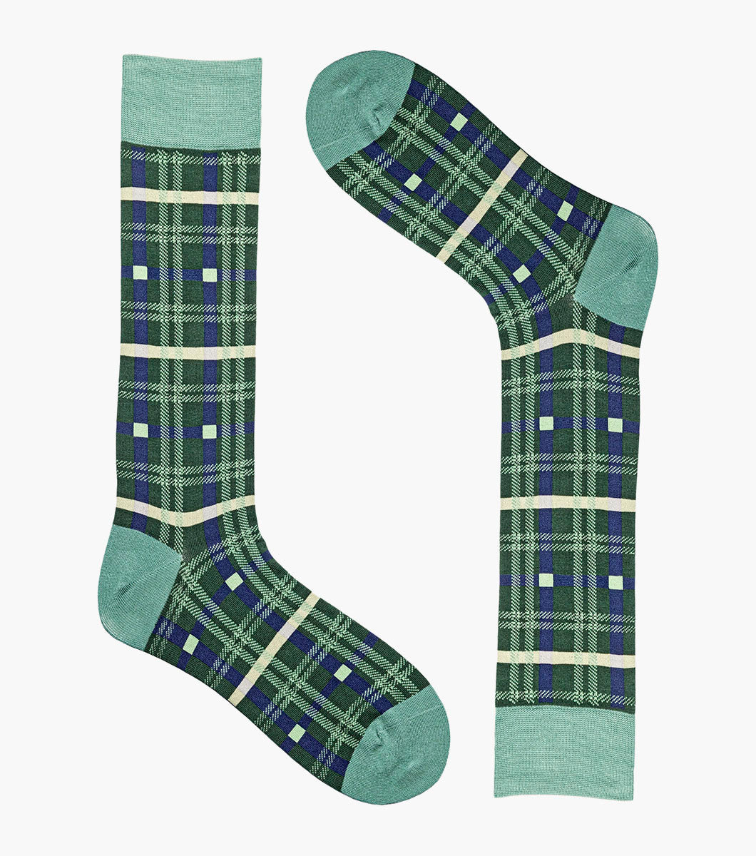 Stacy Adams Colorful Rectangles Men's Crew Dress Socks Men’s Socks - Green