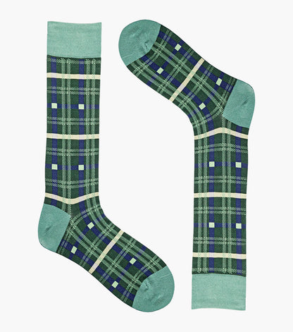 Stacy Adams Colorful Rectangles Men's Crew Dress Socks Men’s Socks - Green