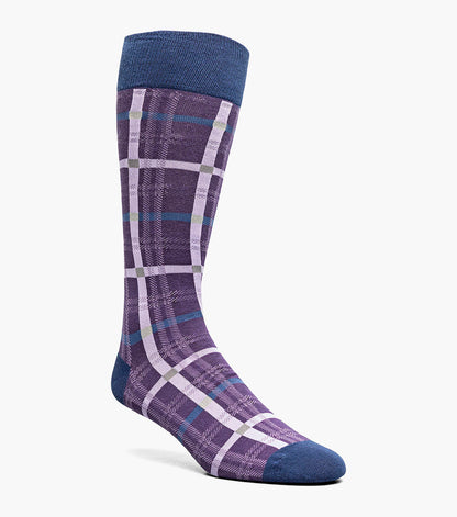 Stacy Adams Colorful Rectangles Men's Crew Dress Socks Men’s Socks - Purple Multi