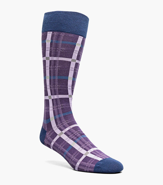Stacy Adams Colorful Rectangles Men's Crew Dress Socks Men’s Socks - Purple Multi