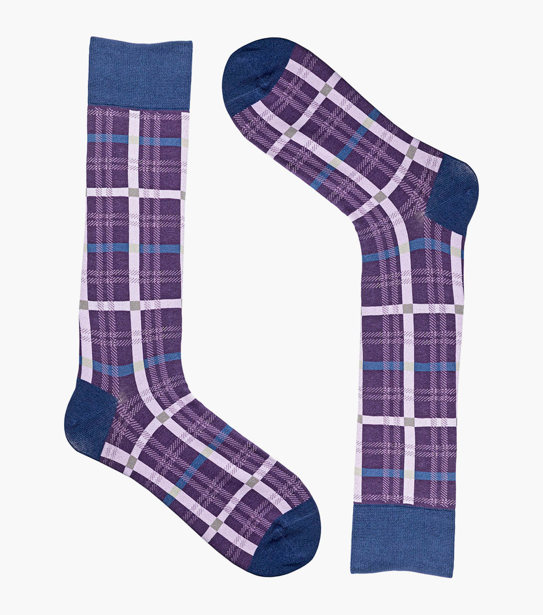 Stacy Adams Colorful Rectangles Men's Crew Dress Socks Men’s Socks - Purple Multi
