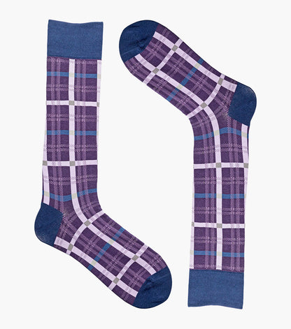 Stacy Adams Colorful Rectangles Men's Crew Dress Socks Men’s Socks - Purple Multi