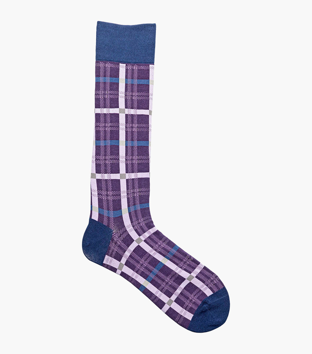 Stacy Adams Colorful Rectangles Men's Crew Dress Socks Men’s Socks - Purple Multi