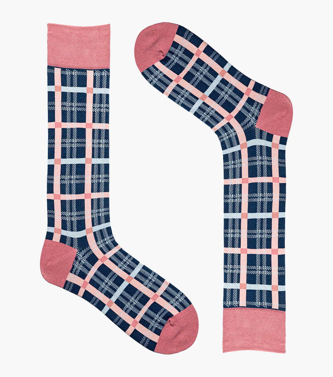 Stacy Adams Colorful Rectangles Men's Crew Dress Socks Men’s Socks - Navy Multi