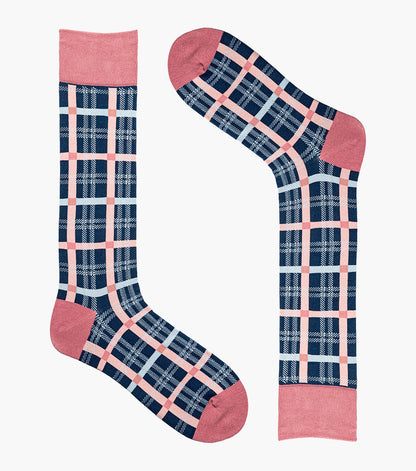 Stacy Adams Colorful Rectangles Men's Crew Dress Socks Men’s Socks - Navy Multi