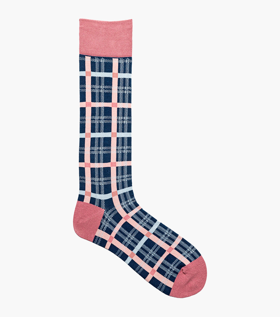 Stacy Adams Colorful Rectangles Men's Crew Dress Socks Men’s Socks - Navy Multi