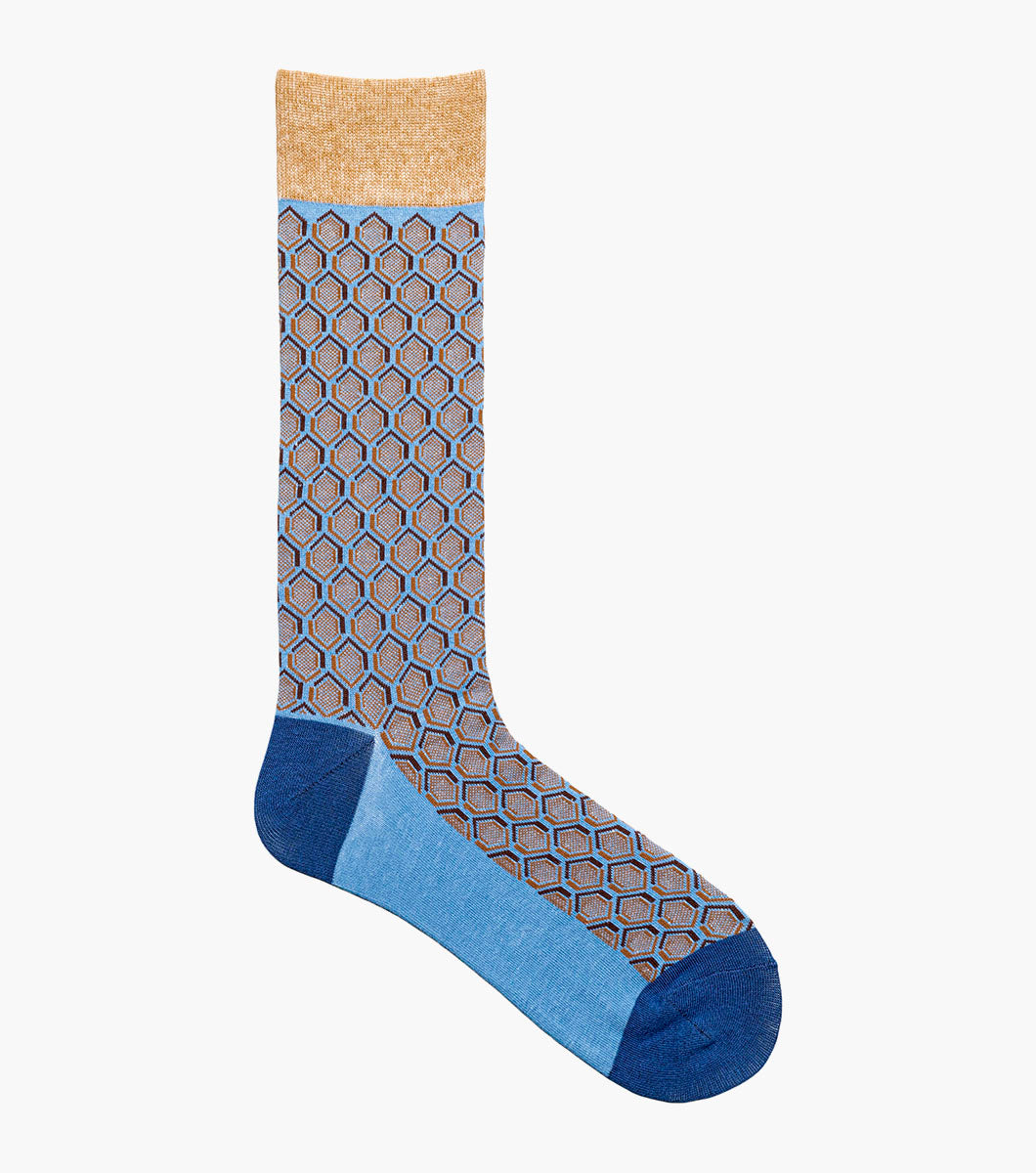 Stacy Adams Colorful Hexagons Men's Crew Dress Socks Men’s Socks - Blue Multi