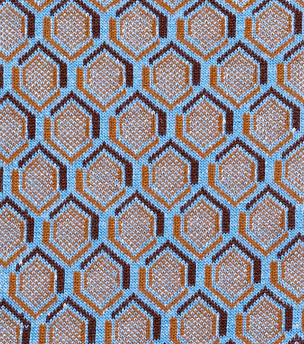 Stacy Adams Colorful Hexagons Men's Crew Dress Socks Men’s Socks - Blue Multi