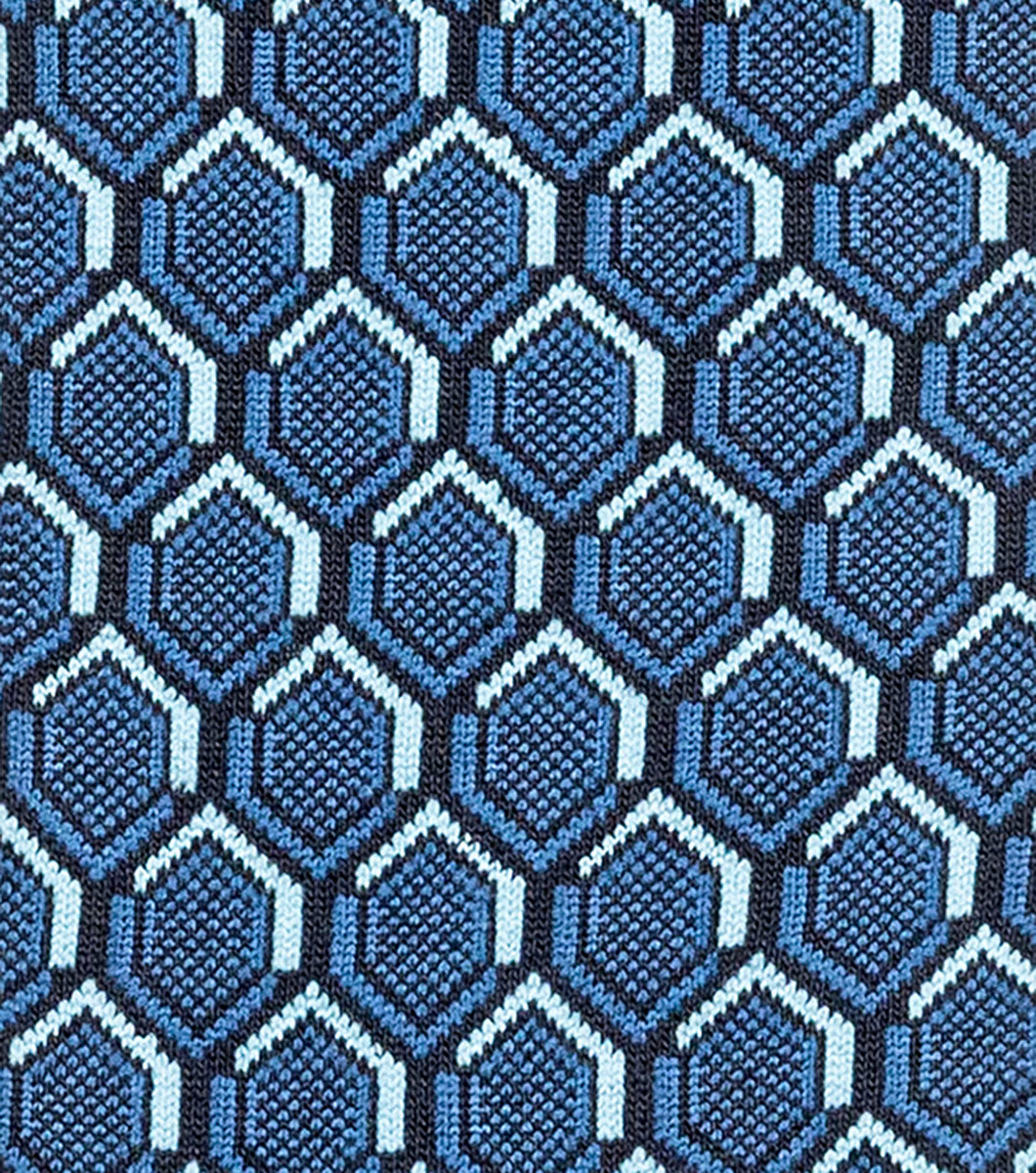 Stacy Adams Colorful Hexagons Men's Crew Dress Socks Men’s Socks - Navy Multi
