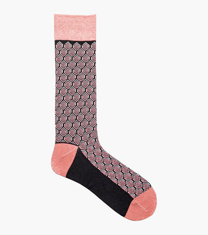 Stacy Adams Colorful Hexagons Men's Crew Dress Socks Men’s Socks - Pink Multi