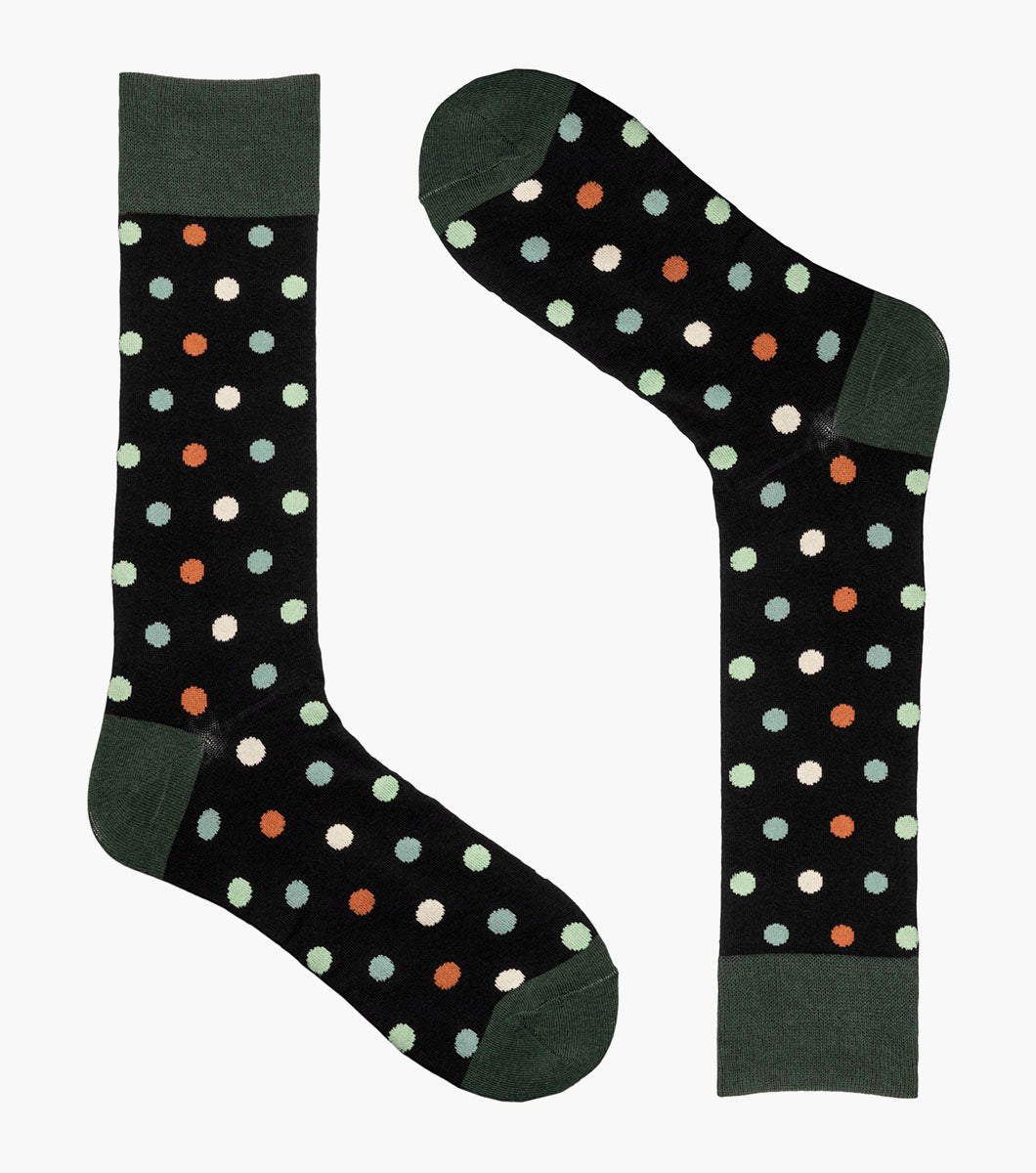 Stacy Adams Oversize Polka Dots Men's Crew Dress Socks Men’s Socks - Black