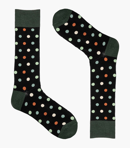 Stacy Adams Oversize Polka Dots Men's Crew Dress Socks Men’s Socks - Black