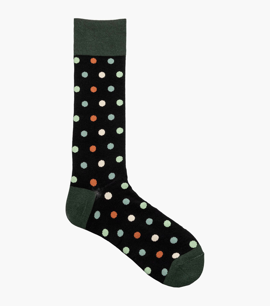 Stacy Adams Oversize Polka Dots Men's Crew Dress Socks Men’s Socks - Black
