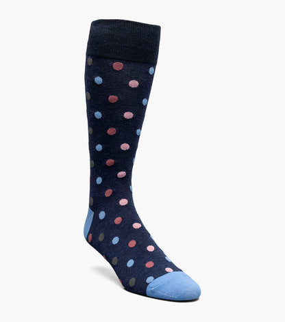 Stacy Adams Oversize Polka Dots Men's Crew Dress Socks Men’s Socks - Navy