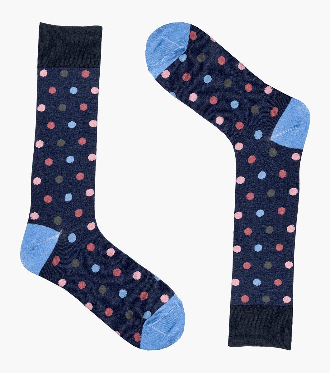 Stacy Adams Oversize Polka Dots Men's Crew Dress Socks Men’s Socks - Navy