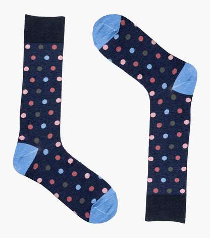 Stacy Adams Oversize Polka Dots Men's Crew Dress Socks Men’s Socks - Navy