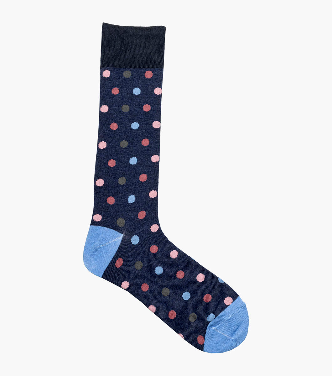Stacy Adams Oversize Polka Dots Men's Crew Dress Socks Men’s Socks - Navy