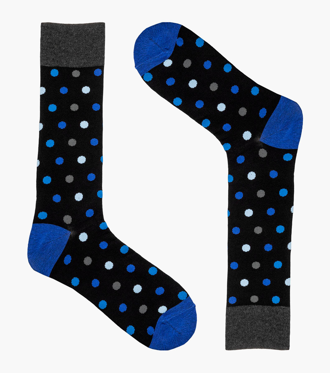 Stacy Adams Oversize Polka Dots Men's Crew Dress Socks Men’s Socks - Black Multi