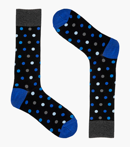 Stacy Adams Oversize Polka Dots Men's Crew Dress Socks Men’s Socks - Black Multi