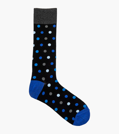 Stacy Adams Oversize Polka Dots Men's Crew Dress Socks Men’s Socks - Black Multi