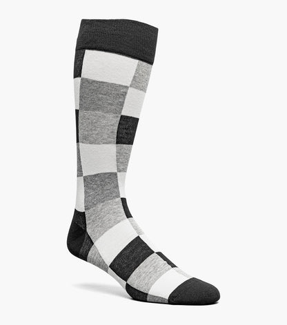Stacy Adams Oversized Checks Men's Crew Dress Socks Men’s Socks - Black Multi