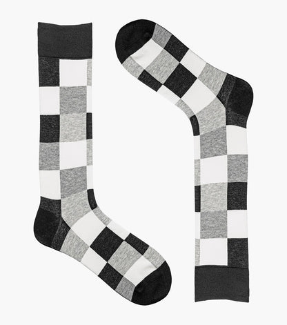 Stacy Adams Oversized Checks Men's Crew Dress Socks Men’s Socks - Black Multi