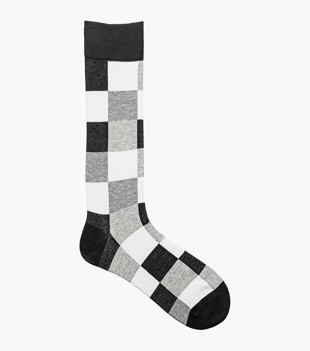 Stacy Adams Oversized Checks Men's Crew Dress Socks Men’s Socks - Black Multi