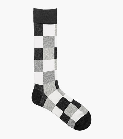 Stacy Adams Oversized Checks Men's Crew Dress Socks Men’s Socks - Black Multi