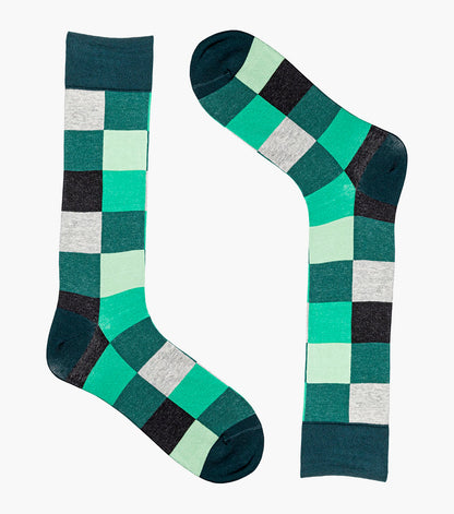 Stacy Adams Oversized Checks Men's Crew Dress Socks Men’s Socks - Green Multi
