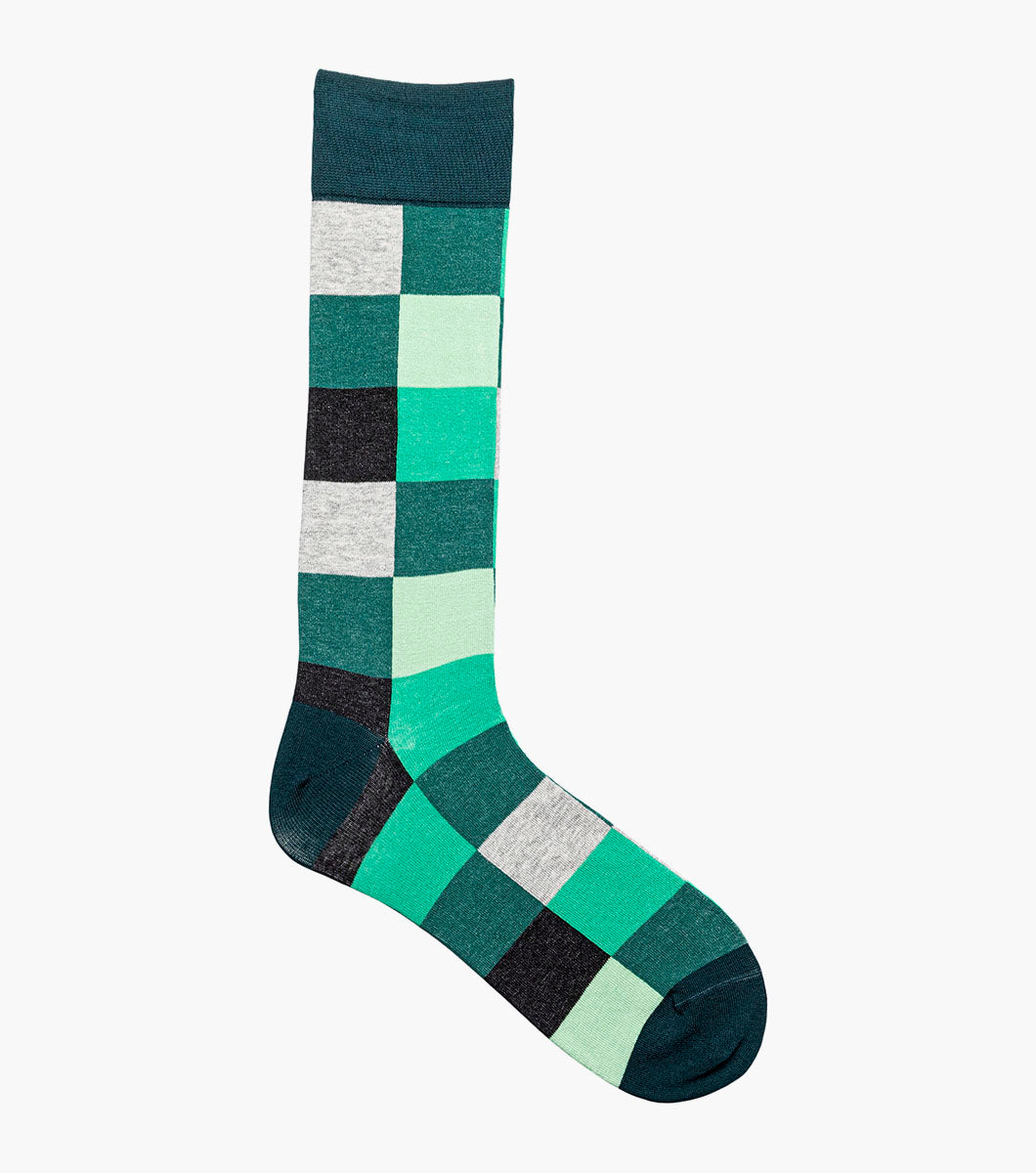 Stacy Adams Oversized Checks Men's Crew Dress Socks Men’s Socks - Green Multi