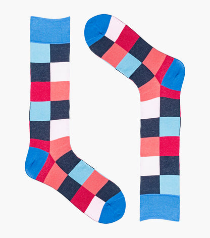 Stacy Adams Oversized Checks Men's Crew Dress Socks Men’s Socks - Pink Multi