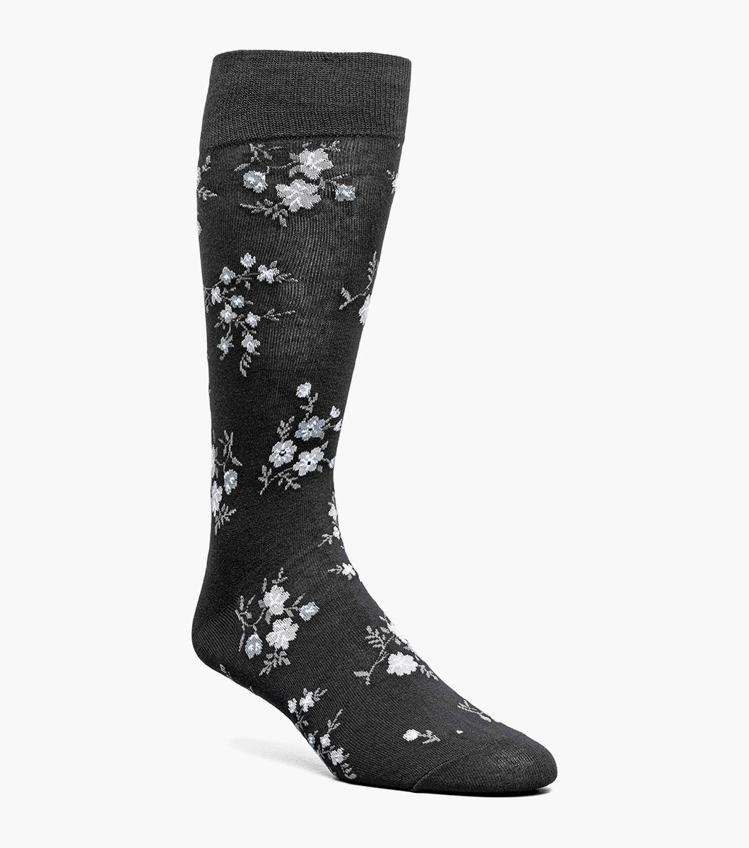 Stacy Adams Flowering Vine Men's Crew Dress Socks Men’s Socks - Black