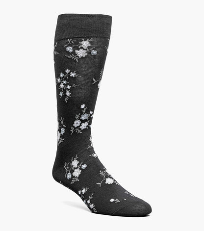 Stacy Adams Flowering Vine Men's Crew Dress Socks Men’s Socks - Black