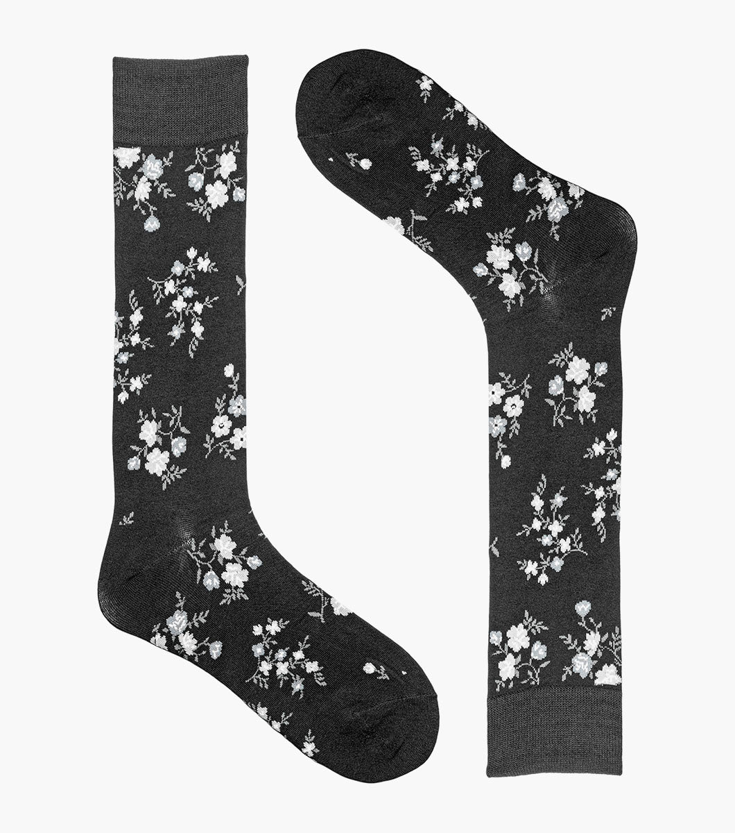Stacy Adams Flowering Vine Men's Crew Dress Socks Men’s Socks - Black