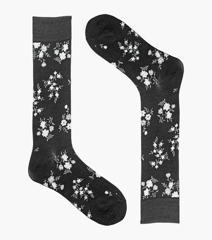 Stacy Adams Flowering Vine Men's Crew Dress Socks Men’s Socks - Black