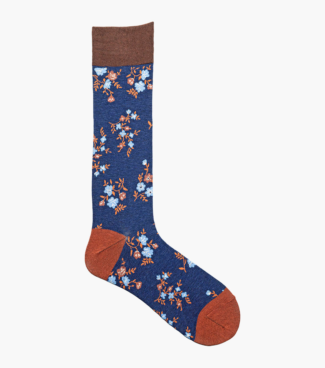 Stacy Adams Flowering Vine Men's Crew Dress Socks Men’s Socks - Brown and Navy