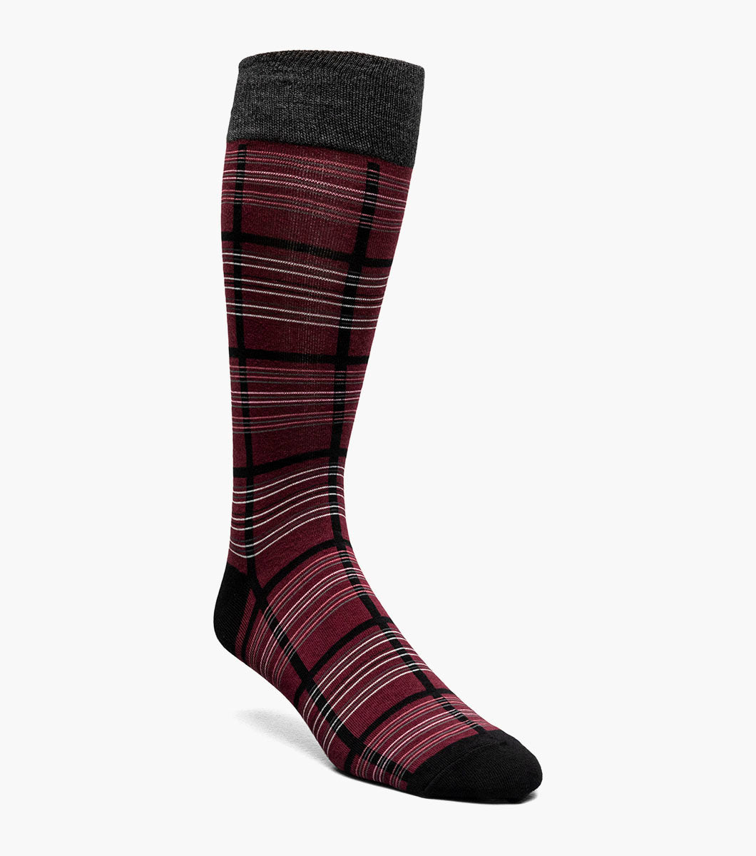 Stacy Adams Fun Stripes Men's Crew Dress Socks Men’s Socks - Black and Red