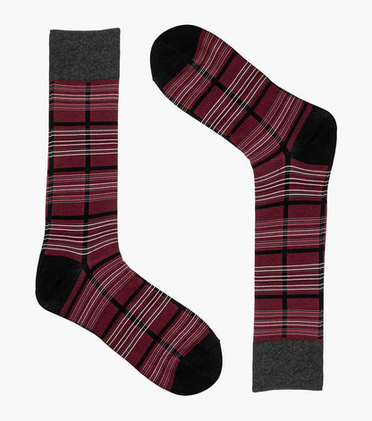 Stacy Adams Fun Stripes Men's Crew Dress Socks Men’s Socks - Black and Red