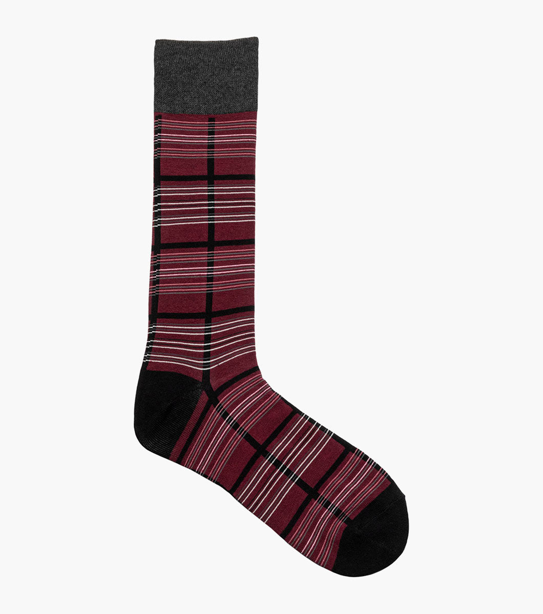 Stacy Adams Fun Stripes Men's Crew Dress Socks Men’s Socks - Black and Red