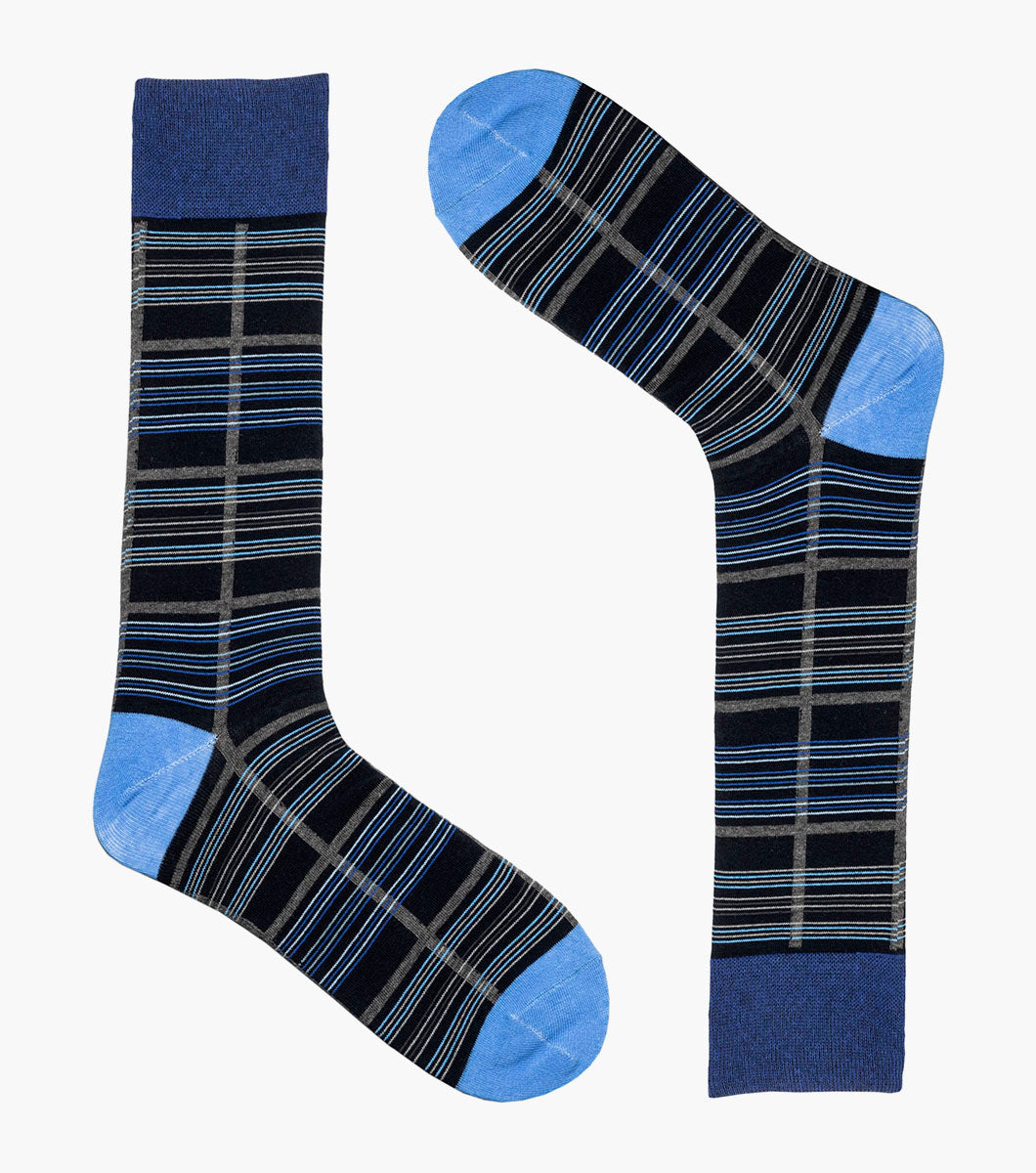 Stacy Adams Fun Stripes Men's Crew Dress Socks Men’s Socks - Navy