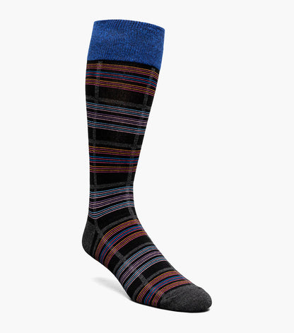 Stacy Adams Fun Stripes Men's Crew Dress Socks Men’s Socks - Black/Blue
