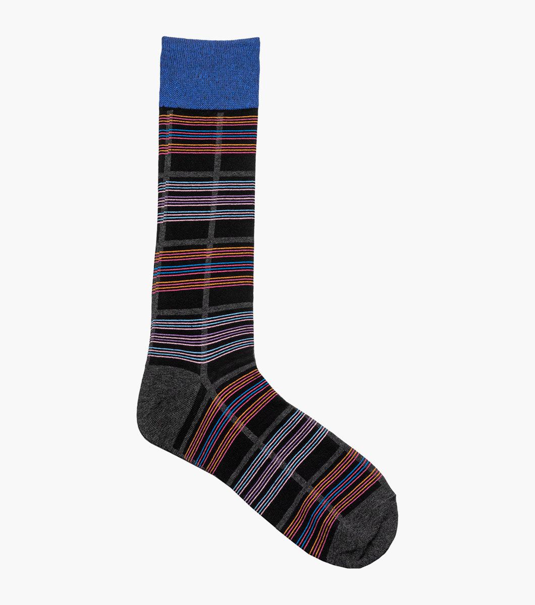 Stacy Adams Fun Stripes Men's Crew Dress Socks Men’s Socks - Black/Blue