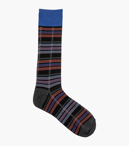 Stacy Adams Fun Stripes Men's Crew Dress Socks Men’s Socks - Black/Blue