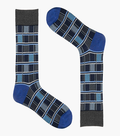 Stacy Adams Colorful Checks Men's Crew Dress Socks Men’s Socks - Blue