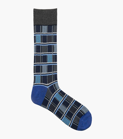 Stacy Adams Colorful Checks Men's Crew Dress Socks Men’s Socks - Blue