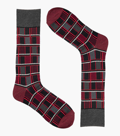 Stacy Adams Colorful Checks Men's Crew Dress Socks Men’s Socks - Red