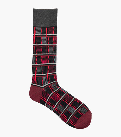 Stacy Adams Colorful Checks Men's Crew Dress Socks Men’s Socks - Red