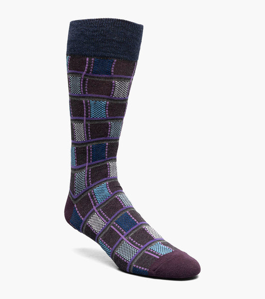 Stacy Adams Colorful Checks Men's Crew Dress Socks Men’s Socks - Purple