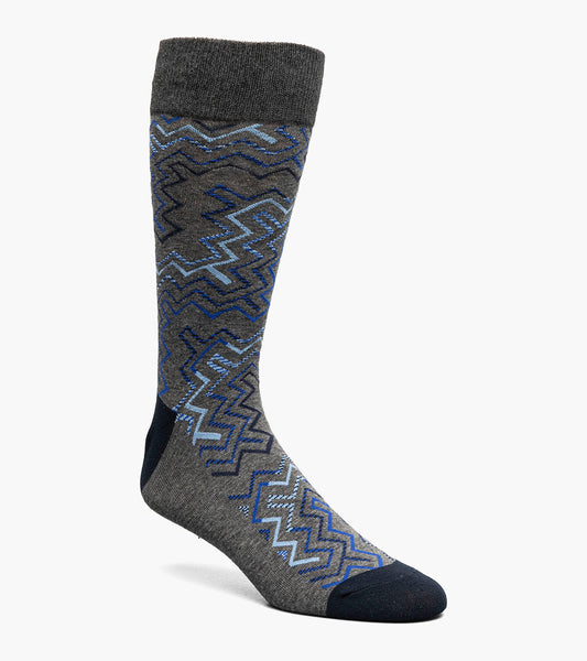 Stacy Adams Cool Lines Men's Crew Dress Socks Men’s Socks - Gray Multi